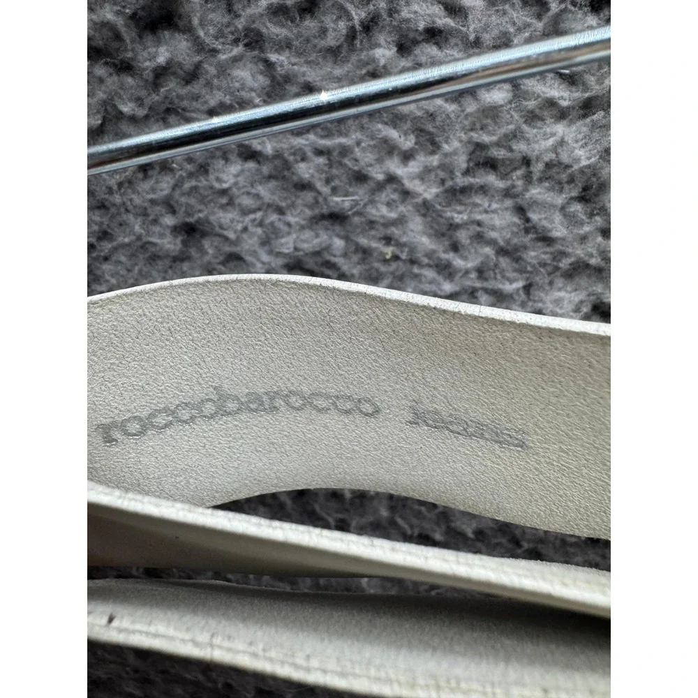 Vintage Roccobarocco‎ Jeans Rhinestone Genuine Leather Belt White Womens Size 48